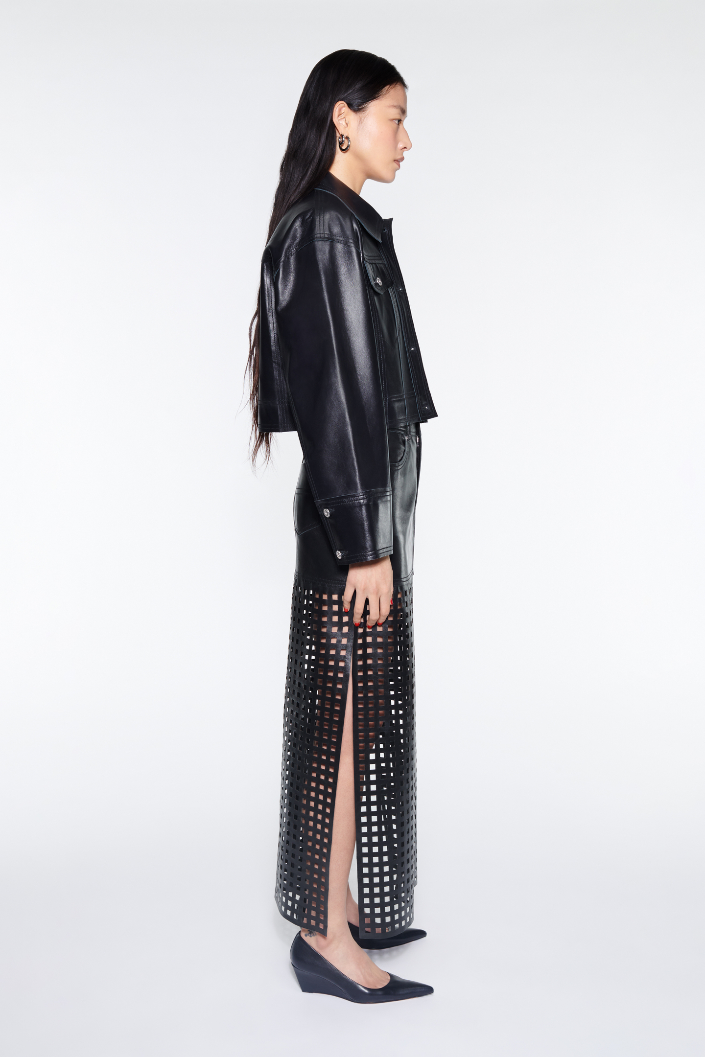 関税込み 送料無料【STAND STUDIO】コート 合成皮革 無地 セール】Synthetic leather long chester single coat / 合成