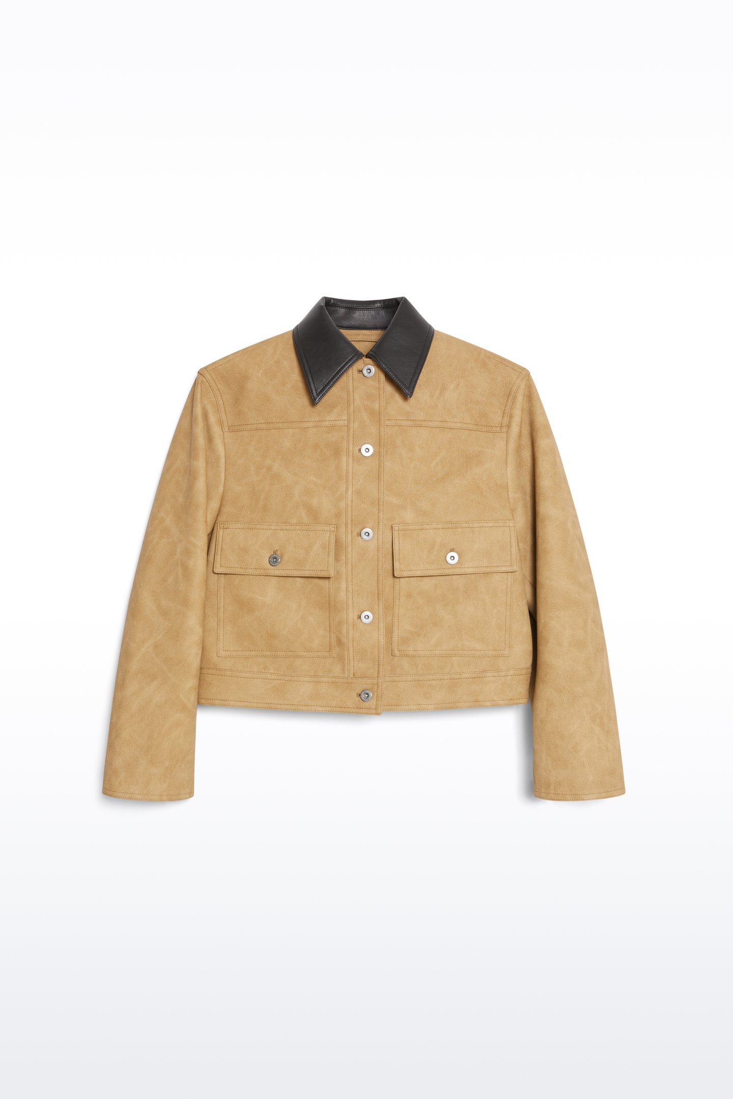 【BOK PLACE】Suede Collar Crop Jacket Women Large Lapel Jackets Faux Suede Long Sleeve Waterfall