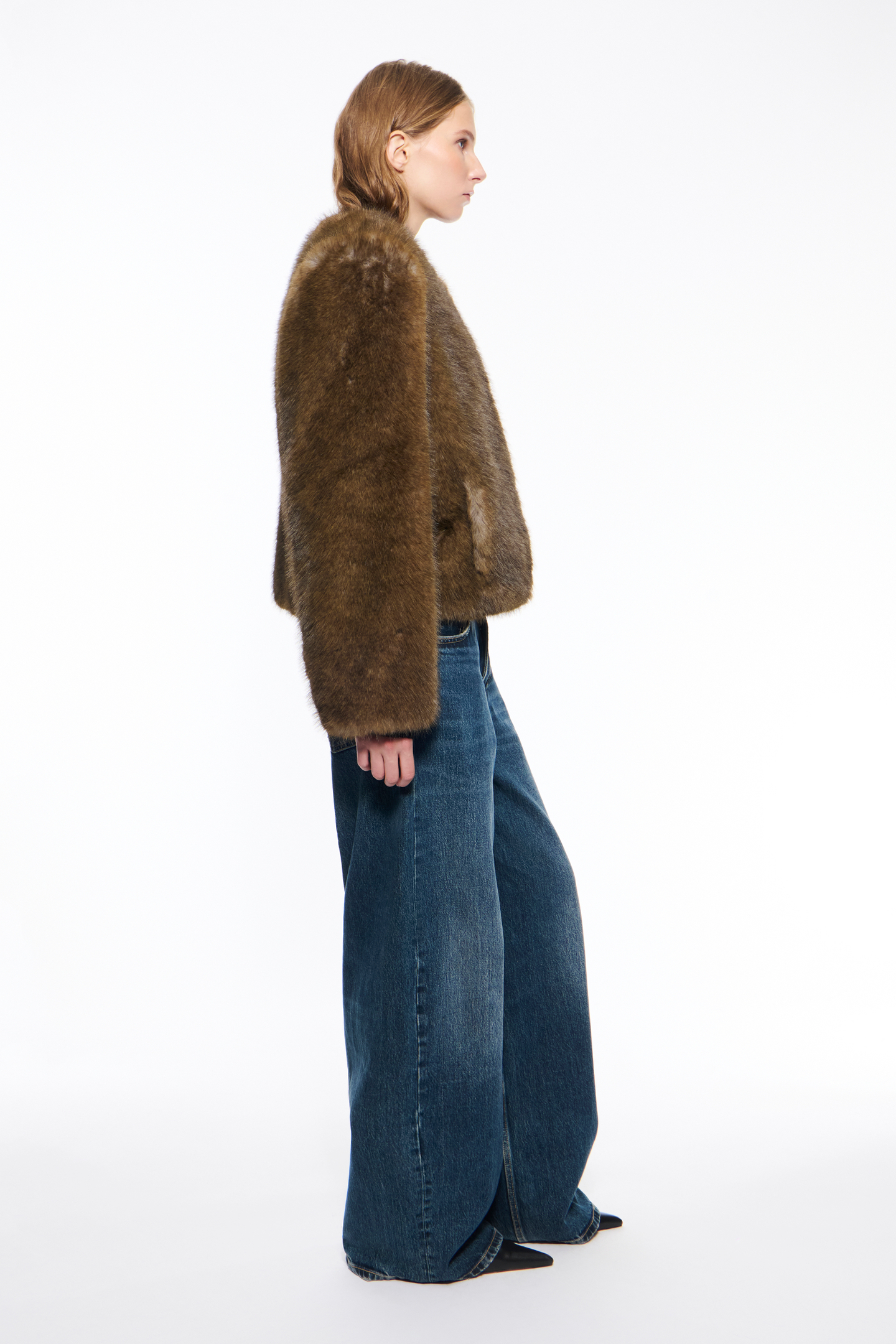 STAND STUDIO | Sadie Cropped Jacket - Soft Faux Fur - Natural