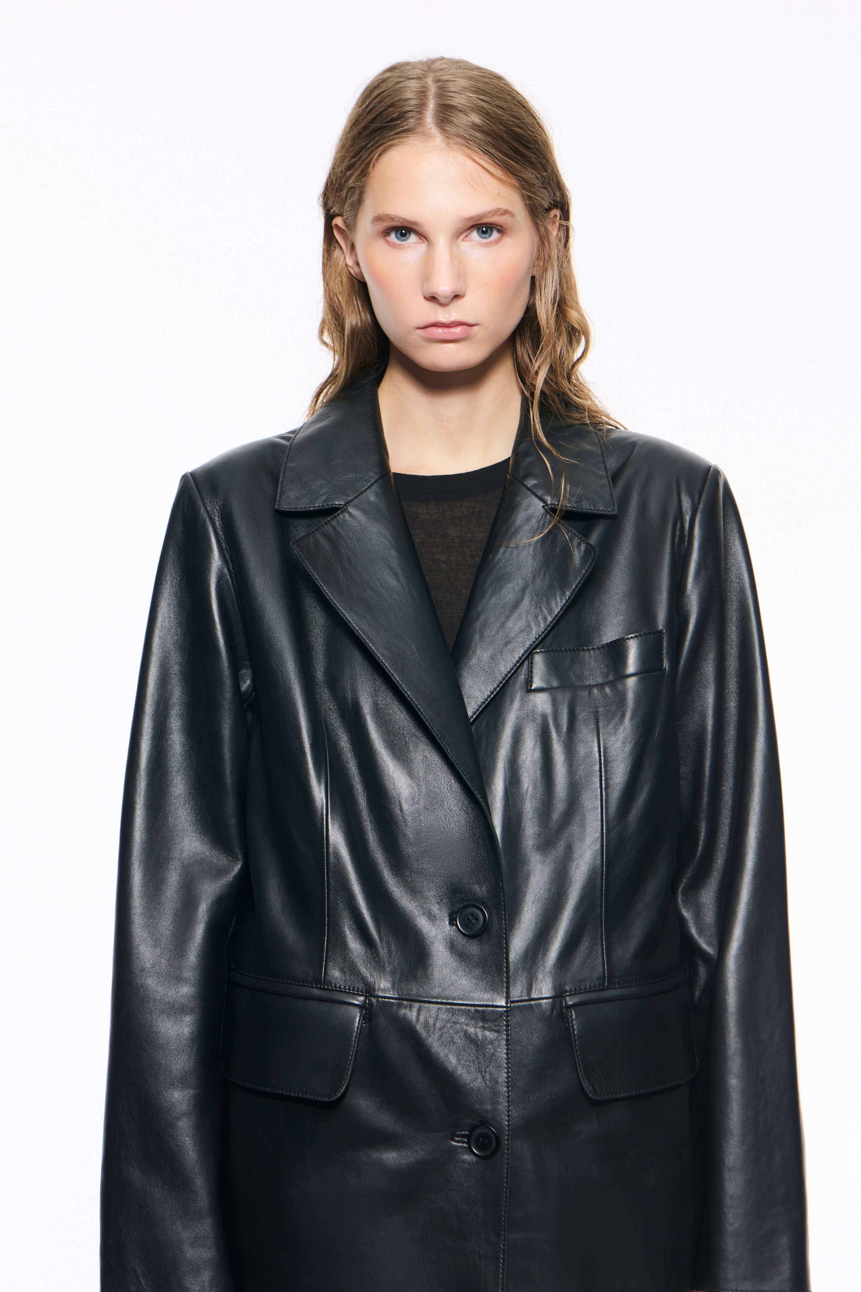 STAND STUDIO | Santara Coat - Lamb Leather - Black - Womens