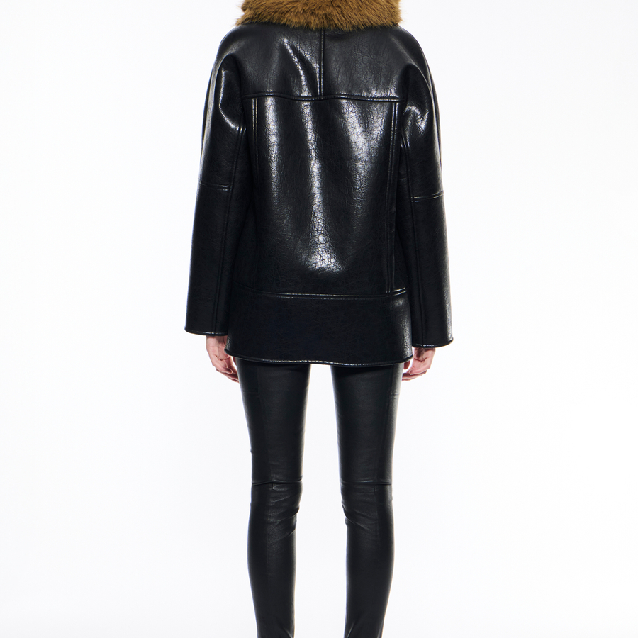 STAND STUDIO | Cassia Vest - Faux Leather Reversible - Black/Brown