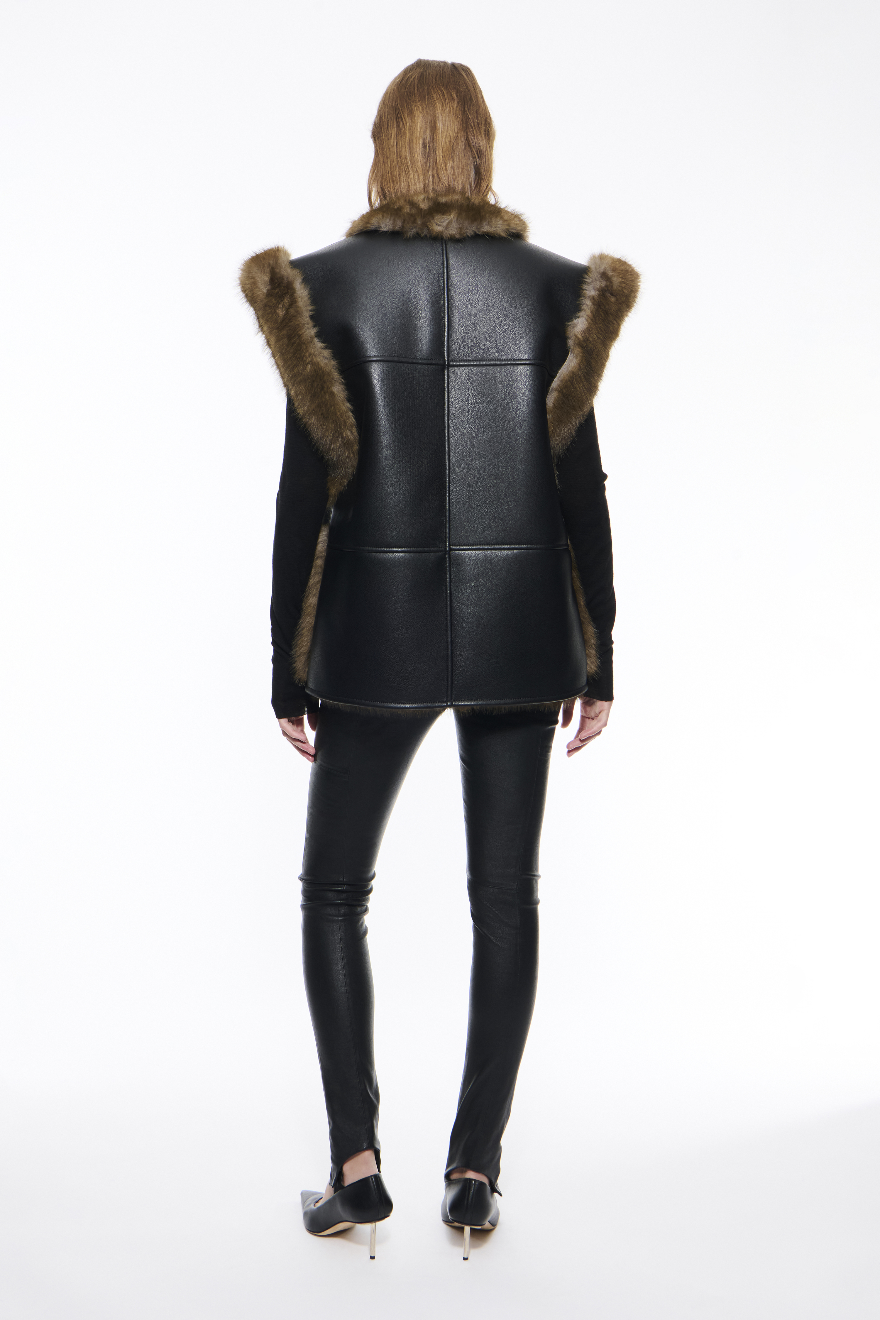 STAND STUDIO | Cassia Vest - Faux Leather Reversible - Black/Brown