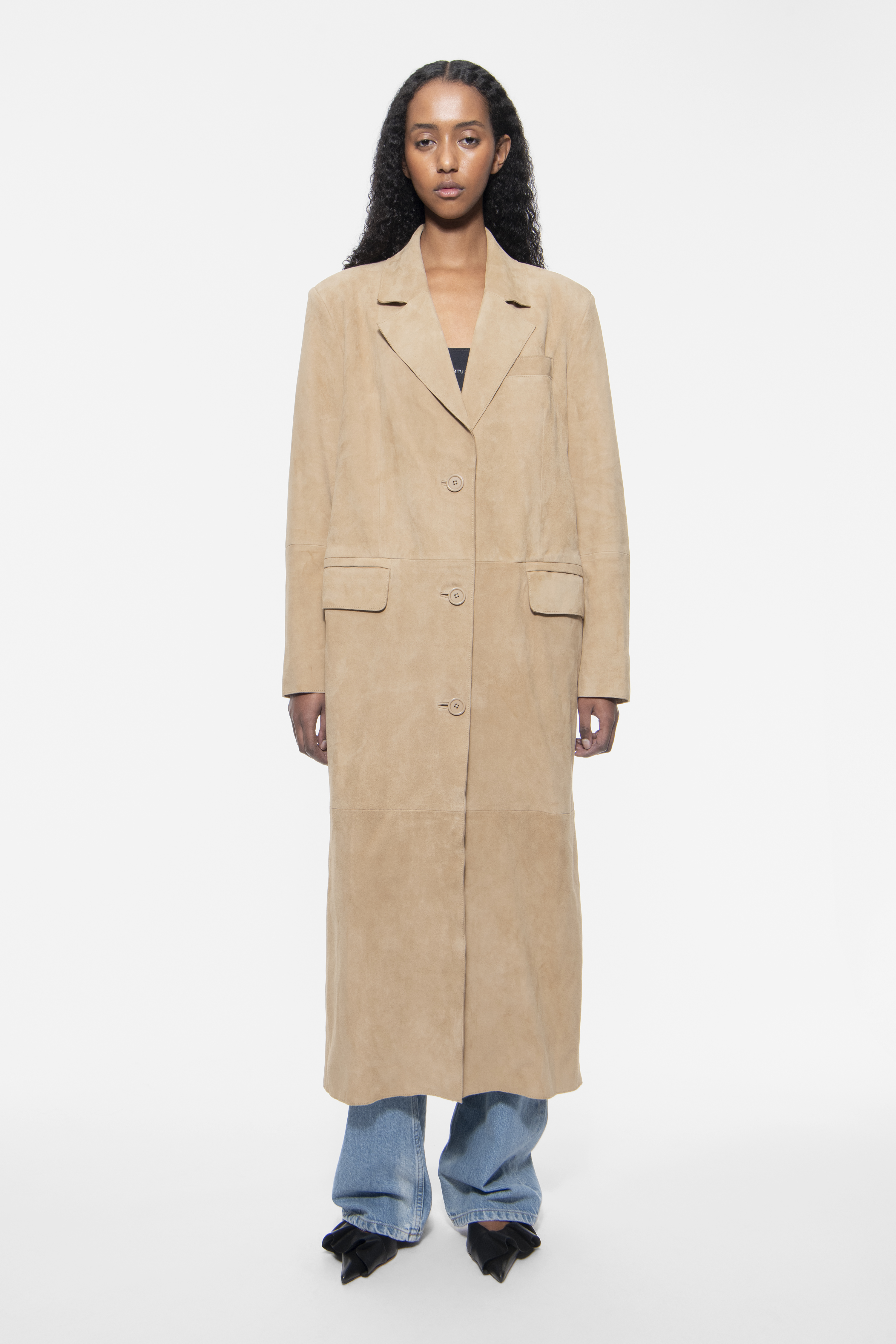 STAND STUDIO | Santara Coat - Goat Suede - Sand - Womens - STAND