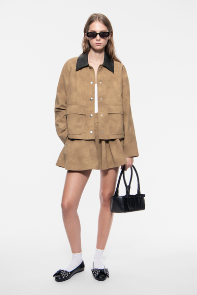 STAND STUDIO | Wilhelmina Jacket - Matte Faux Leather - Dark Sand