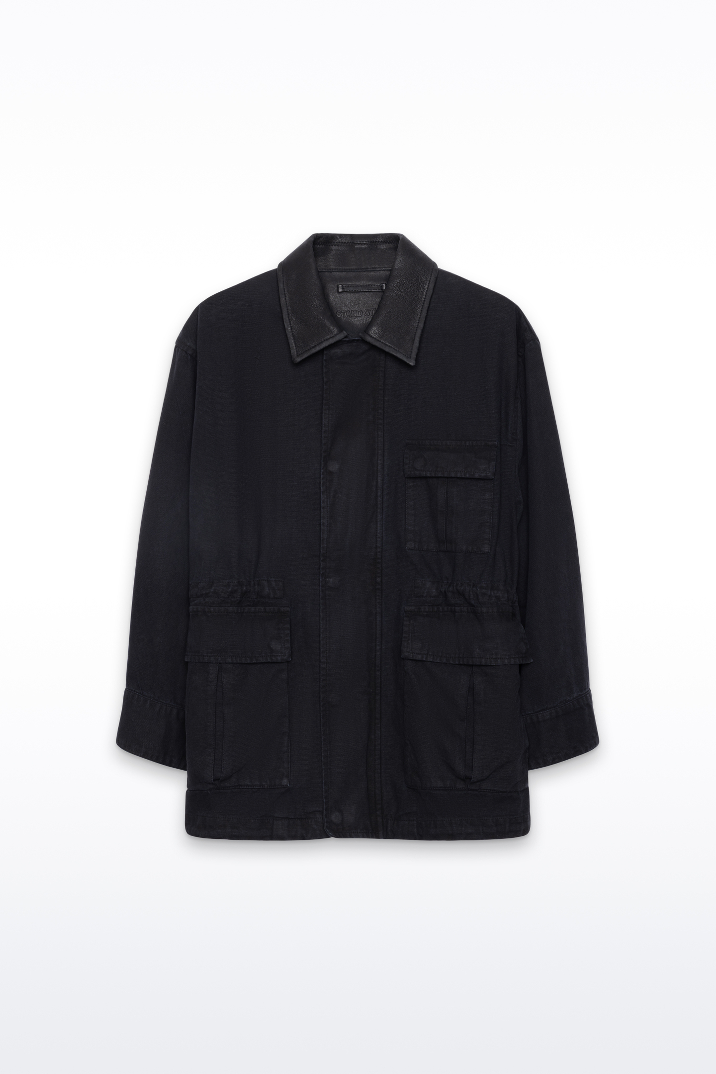 STAND STUDIO | Minja Jacket - Cotton Canvas Lamb Grain Leather