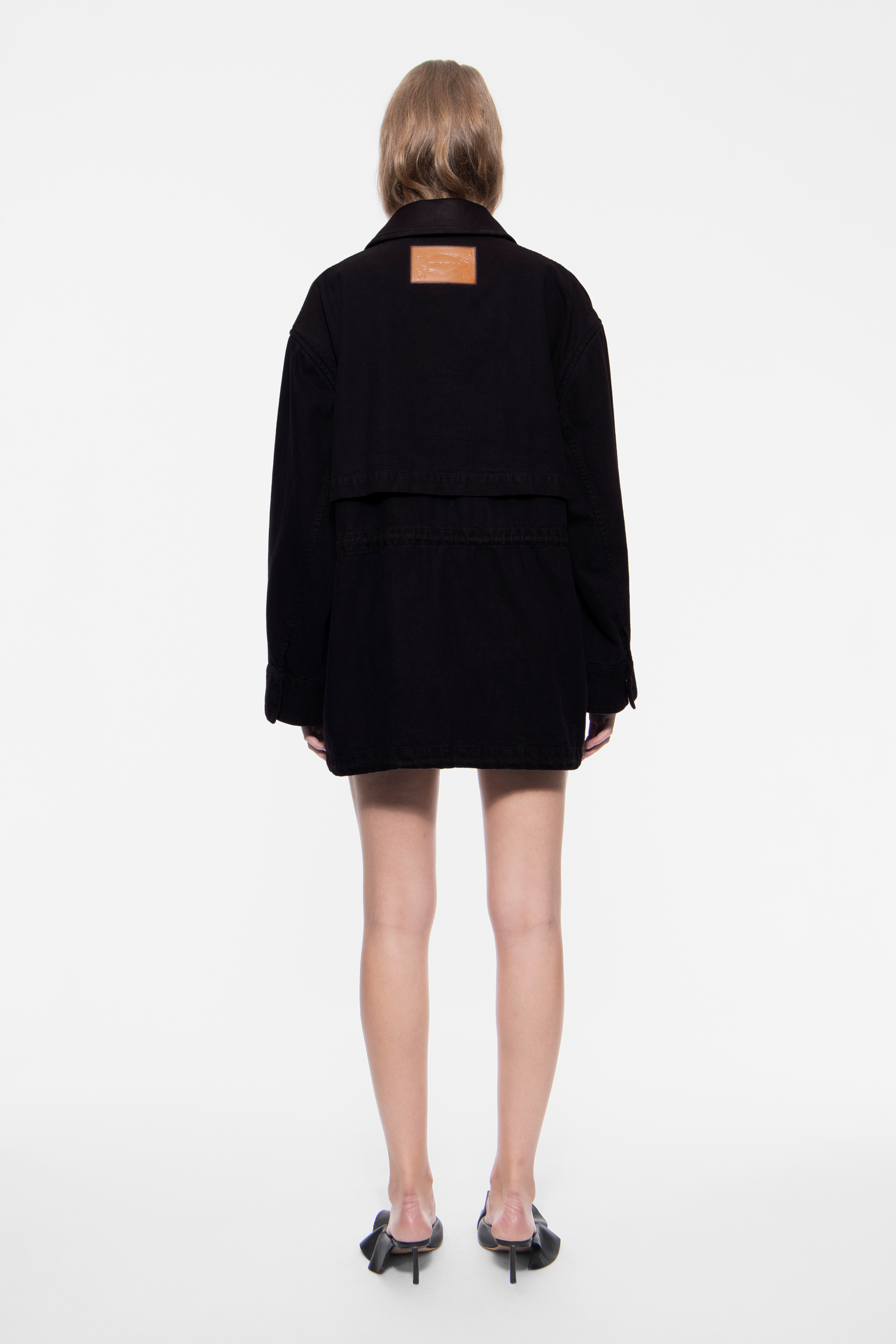 STAND STUDIO | Minja Jacket - Cotton Canvas Lamb Grain Leather