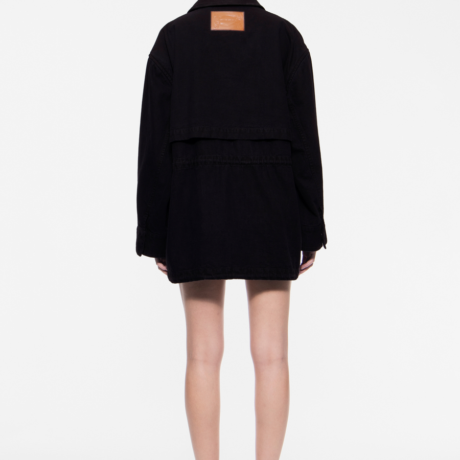 STAND STUDIO | Minja Jacket - Cotton Canvas Lamb Grain Leather
