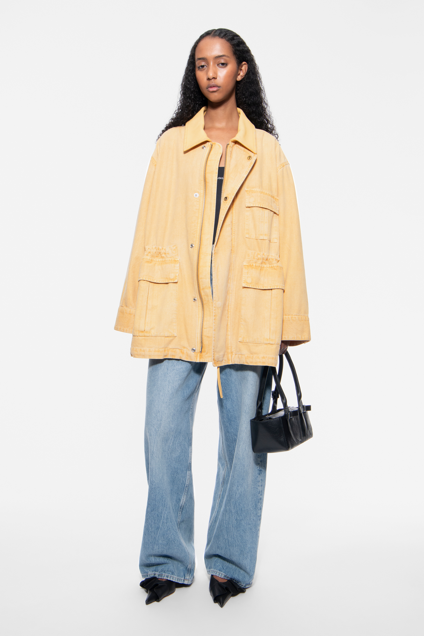 STAND STUDIO | Minja Jacket - Cotton Canvas Lamb Grain Leather