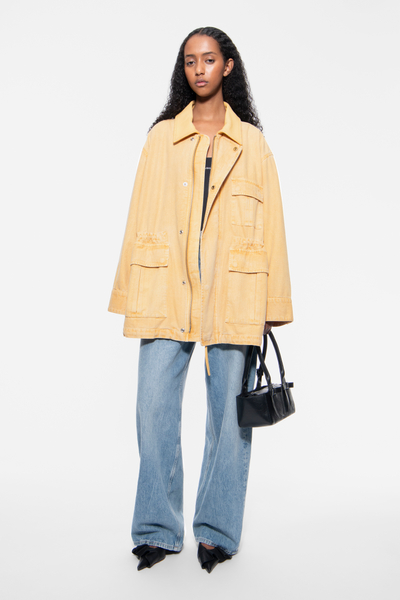 Ch!iii Oversize Jacket美品 STAND STUDIO | Minja Jacket - Cotton Canvas Lamb Grain Leather