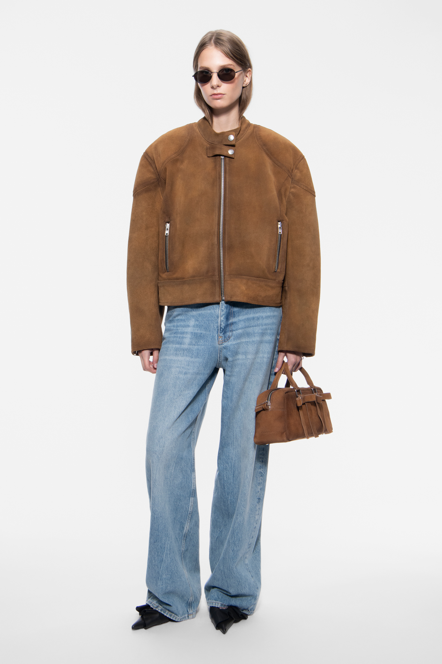 STAND STUDIO | Kaia Jacket - Heavy Goat Suede - Dark Sand - Womens