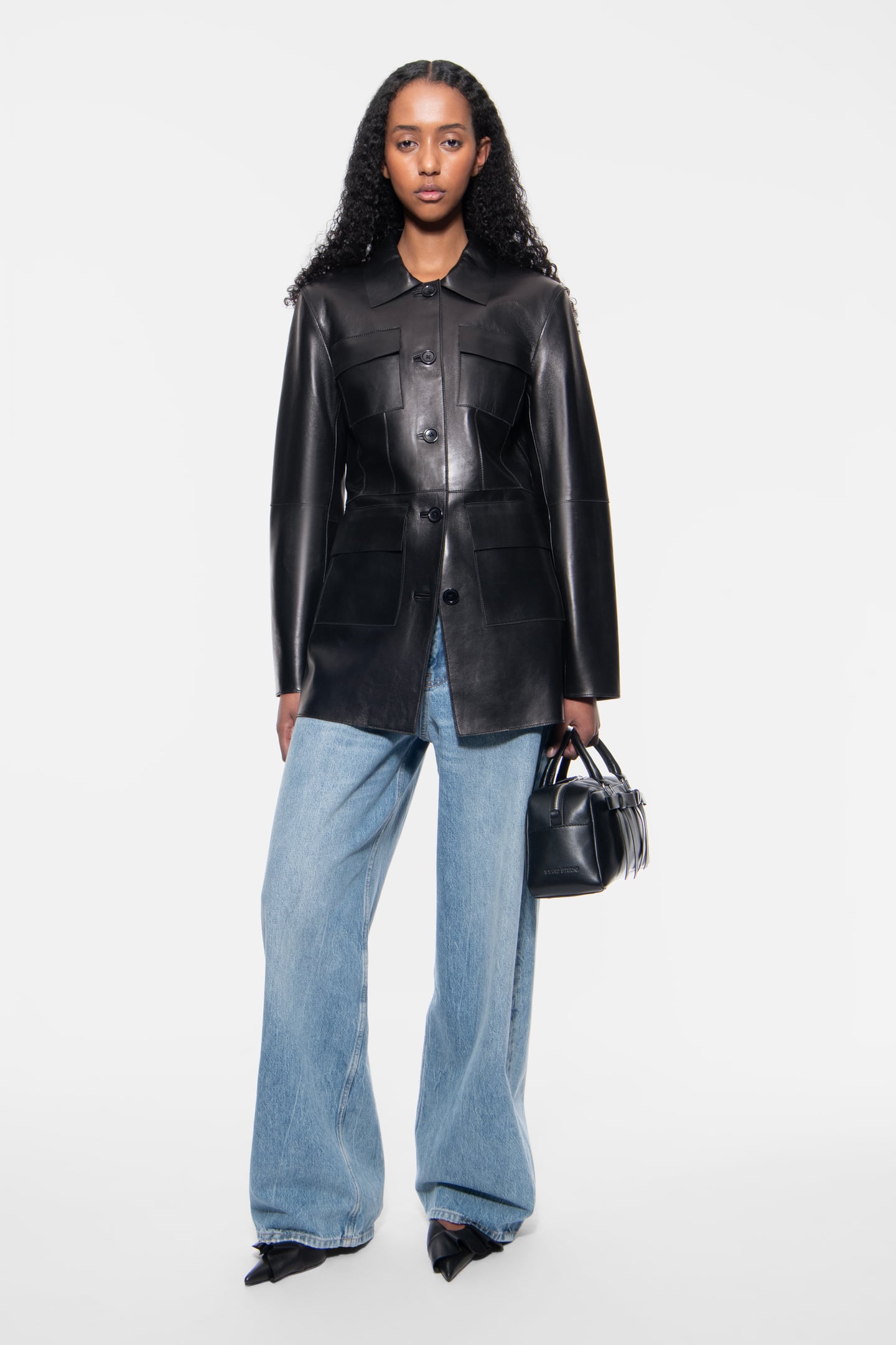 STAND STUDIO | Kierra Jacket - Polished Lamb Nappa Leather - Black