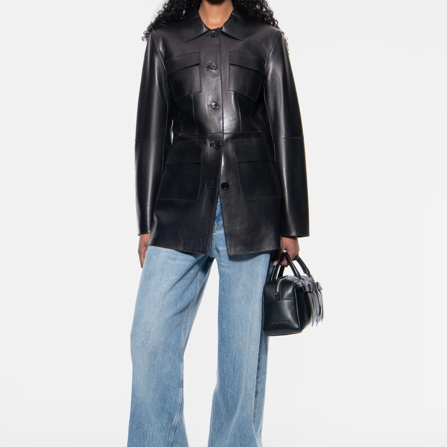 STAND STUDIO | Kierra Jacket - Polished Lamb Nappa Leather - Black