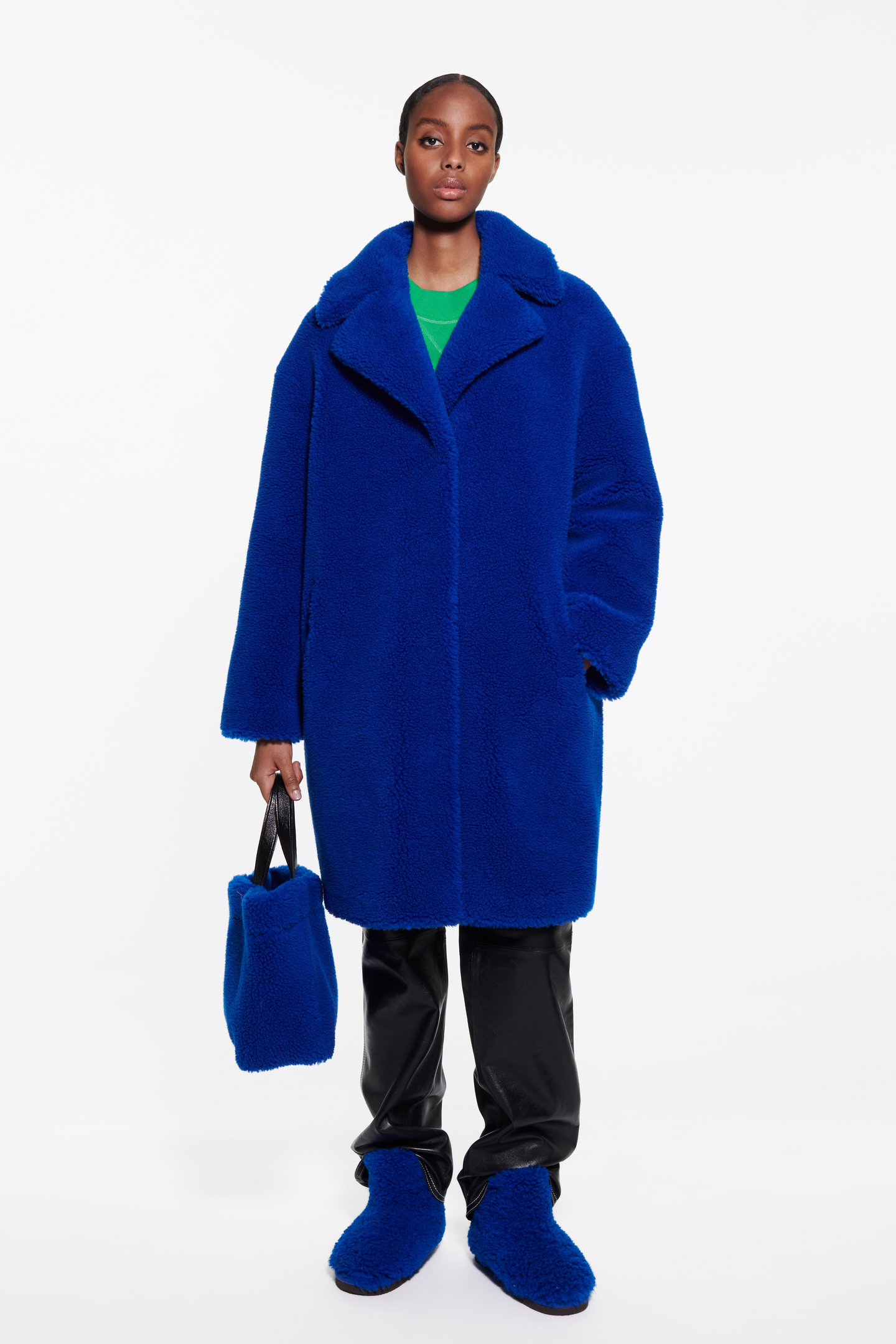 Electric blue hotsell faux fur coat